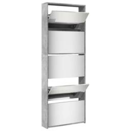 Berkfield Home Shoe Cabinet with Mirror 5-Layer Concrete Grey 63x17x169.5 cm - thumbnail 4