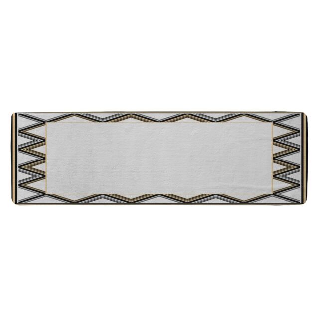 Benjamin Tate Design Art Deco Patterned Border Runner Rug in Natural - Size: 67 cm x 230 cm - image 1