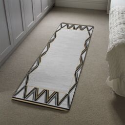 Benjamin Tate Design Art Deco Patterned Border Runner Rug in Natural - Size: 67 cm x 230 cm - thumbnail 4