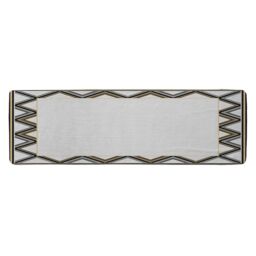 Benjamin Tate Design Art Deco Patterned Border Runner Rug in Natural - Size: 67 cm x 230 cm - thumbnail 1