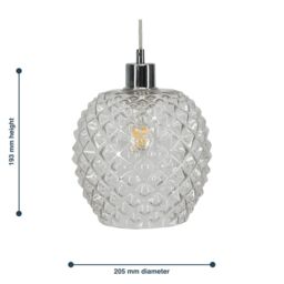 First Choice Lighting Baine - Clear Textured Glass Easy Fit Pendant Shade - thumbnail 5