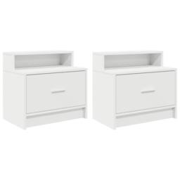 Berkfield Home Durable Bedside Cabinets with Drawer 2 pcs White 51x31x47 cm - Size: 51 x 31 x 47 cm - thumbnail 3
