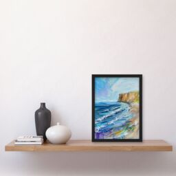 "Artery8 Hunt Cliff Saltburn Yorkshire Coast Waves Framed Art Print in Blue - Size: W12"" x H16""" - thumbnail 4