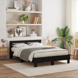 Berkfield Home Black Oak Bed Frame Black oak Solid oak wood 150 x 200 cm