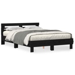 Berkfield Home Black Oak Bed Frame Black oak Solid oak wood 150 x 200 cm - thumbnail 2