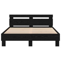 Berkfield Home Black Oak Bed Frame Black oak Solid oak wood 150 x 200 cm - thumbnail 6