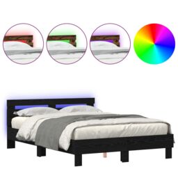 Berkfield Home Black Oak Bed Frame Black oak Solid oak wood 150 x 200 cm - thumbnail 4