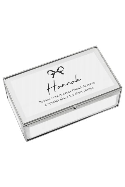 Personalised Memento Company Women's Personalised Bow Mirrored Jewellery Box in Metallic Silver - image 1