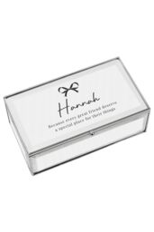 Personalised Memento Company Women's Personalised Bow Mirrored Jewellery Box in Metallic Silver