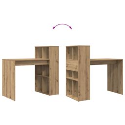 Berkfield Home Writing Desk Artisan Oak Particle board Medium Writing Desk in Brown - thumbnail 9