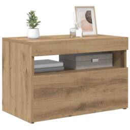 Berkfield Home TV Cabinet with LED Lights Artisan Oak 60x35x40 cm Engineered Wood in Brown - Size: 60 x 35 x 40 cm - thumbnail 5