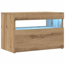 Berkfield Home TV Cabinet with LED Lights Artisan Oak 60x35x40 cm Engineered Wood in Brown - Size: 60 x 35 x 40 cm - thumbnail 3