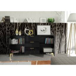 Creative Furniture Goldline Gloss Sideboard 140cm - Glossy Black - thumbnail 6