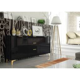 Creative Furniture Goldline Gloss Sideboard 140cm - Glossy Black - thumbnail 2