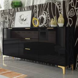 Creative Furniture Goldline Gloss Sideboard 140cm - Glossy Black - thumbnail 9