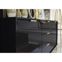 Creative Furniture Goldline Gloss Sideboard 140cm - Glossy Black - thumbnail 3