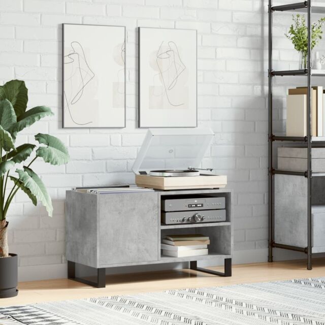 Berkfield Home Record Cabinet Concrete Grey 85x38x48 cm Engineered Wood - Size: 85 x 38 x 48 cm - image 1
