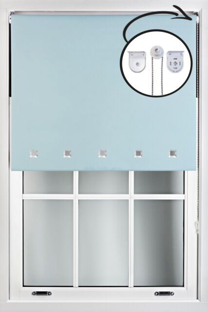 Furnished Duck Egg Blue Blackout Roller Blind with Chrome Square Eyelets & Metal Fittings - Size: 120 cm width x 165 cm drop - image 1