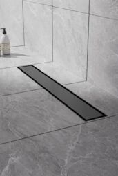 Living and Home 50cm Stainless Steel 2-in-1 Siphonic Linear Insert Shower Drain- Adjustable Height & Slope, Removable Cover, Filter & Siphon in Black - thumbnail 2