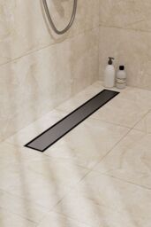 Living and Home 50cm Stainless Steel 2-in-1 Siphonic Linear Insert Shower Drain- Adjustable Height & Slope, Removable Cover, Filter & Siphon in Black
