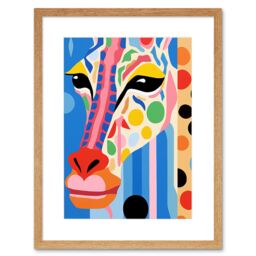 "Artery8 Wall Art Print I Woke Up Like This Giraffe Henri Matisse Style Artwork Vibrant Abstract Portrait Artwork Framed 9X7 Inch - Size: W7"" x H9""" - thumbnail 1