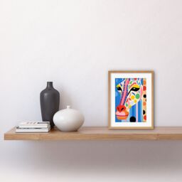 "Artery8 Wall Art Print I Woke Up Like This Giraffe Henri Matisse Style Artwork Vibrant Abstract Portrait Artwork Framed 9X7 Inch - Size: W7"" x H9""" - thumbnail 2