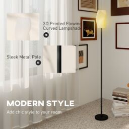 HOMCOM 3D Printed Standing Lamp with Shade, E27 Holder without Bulb, White - thumbnail 4