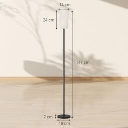 HOMCOM 3D Printed Standing Lamp with Shade, E27 Holder without Bulb, White - thumbnail 3