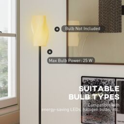 HOMCOM 3D Printed Standing Lamp with Shade, E27 Holder without Bulb, White - thumbnail 6
