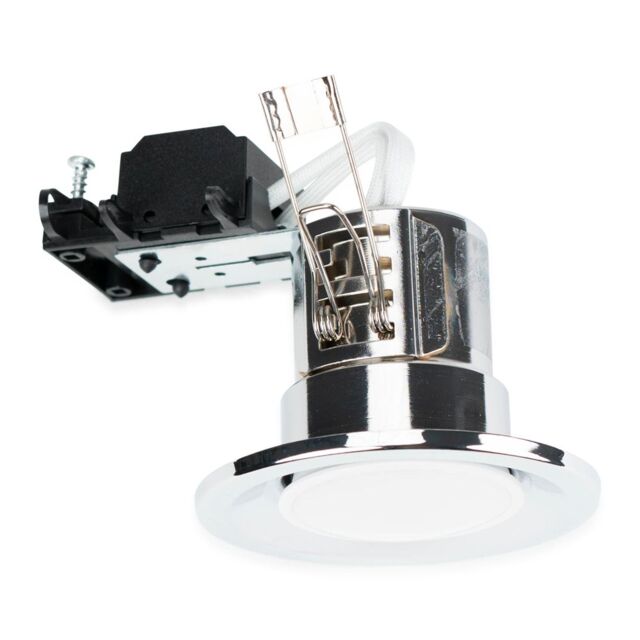 ValueLights Downlight Fire Rated Ceiling Light Fitting 6 Pack With Cool White Bulbs in Metallic Silver - image 1