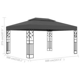Berkfield Home Gazebo with Double Roof 3x4m Anthracite in Charcoal - thumbnail 6