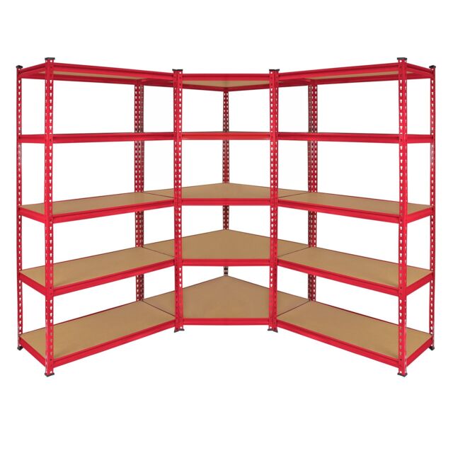 Monstershop Z-Rax 90cm Racking Bundle: Corner Shelving & 2 Garage Racking Bays in Red - image 1