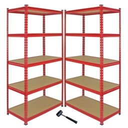 Monstershop Z-Rax 90cm Racking Bundle: Corner Shelving & 2 Garage Racking Bays in Red - thumbnail 2