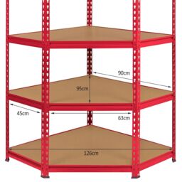 Monstershop Z-Rax 90cm Racking Bundle: Corner Shelving & 2 Garage Racking Bays in Red - thumbnail 7