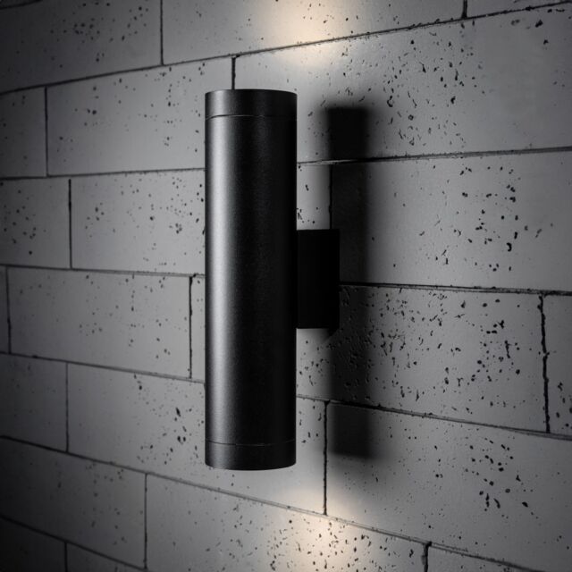 CGC Lighting 'Lucas' Black Extra Long GU10 Double Up & Down Outdoor Wall Light Spotlight IP44 Aluminium - image 1