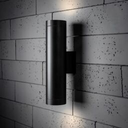 CGC Lighting 'Lucas' Black Extra Long GU10 Double Up & Down Outdoor Wall Light Spotlight IP44 Aluminium - thumbnail 1
