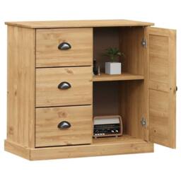 Berkfield Home Sideboard with Drawers VIGO 78x40x75 cm Solid Wood Pine in Brown - Size: 78 x 40 x 75 cm - thumbnail 3