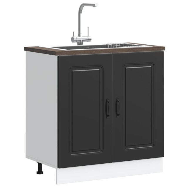Berkfield Home Sink Base Cabinet Kalmar Black 80x46x81.5 cm Engineered Wood - image 1