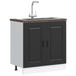 Berkfield Home Sink Base Cabinet Kalmar Black 80x46x81.5 cm Engineered Wood - thumbnail 1