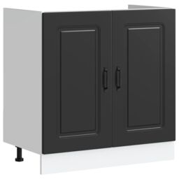 Berkfield Home Sink Base Cabinet Kalmar Black 80x46x81.5 cm Engineered Wood - thumbnail 2