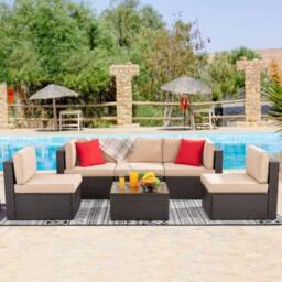 Obasyhig 6PCS Outdoor Garden Patio Rattan Furniture Set - thumbnail 4