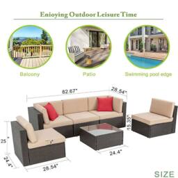 Obasyhig 6PCS Outdoor Garden Patio Rattan Furniture Set - thumbnail 2