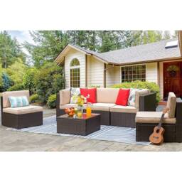 Obasyhig 6PCS Outdoor Garden Patio Rattan Furniture Set - thumbnail 1