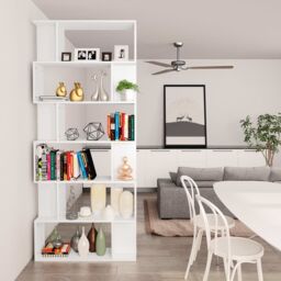 Berkfield Home Book Cabinet/Room Divider White 80x24x192 cm Engineered Wood - Size: 80 x 24 x 192 cm - thumbnail 4