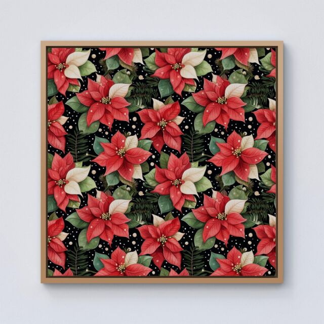Warren Reed - Designer Poinsettia, Watercolor Style Framed Canvas in Light Brown - Size: w40 inch x h40 inch - image 1