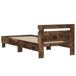 Berkfield Home Bed Frame without Mattress with LED Lights Smoked Oak 90x200 cm in Brown - thumbnail 9