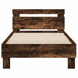 Berkfield Home Bed Frame without Mattress with LED Lights Smoked Oak 90x200 cm in Brown - thumbnail 7