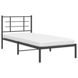 Berkfield Home Metal Bed Frame without Mattress with Headboard Black 90x200cm - Size: 90x200 cm - thumbnail 4