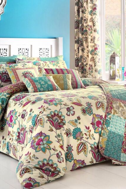 Dreams & Drapes 'Marinelli' Hand Painted Floral Print Duvet Cover Set in Teal - Size: King - image 1