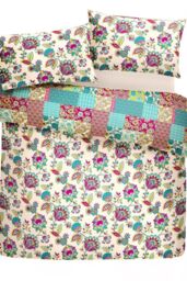 Dreams & Drapes 'Marinelli' Hand Painted Floral Print Duvet Cover Set in Teal - Size: King - thumbnail 4